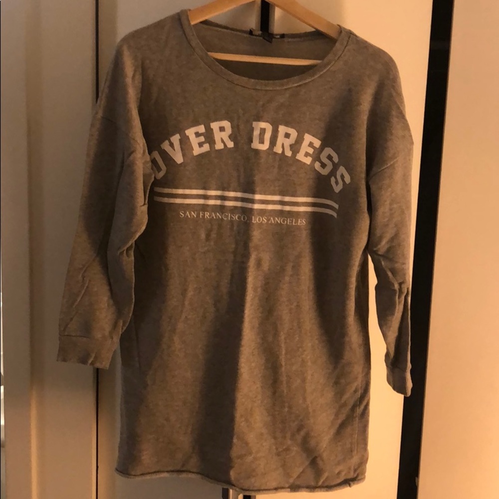Grey and white long sweater